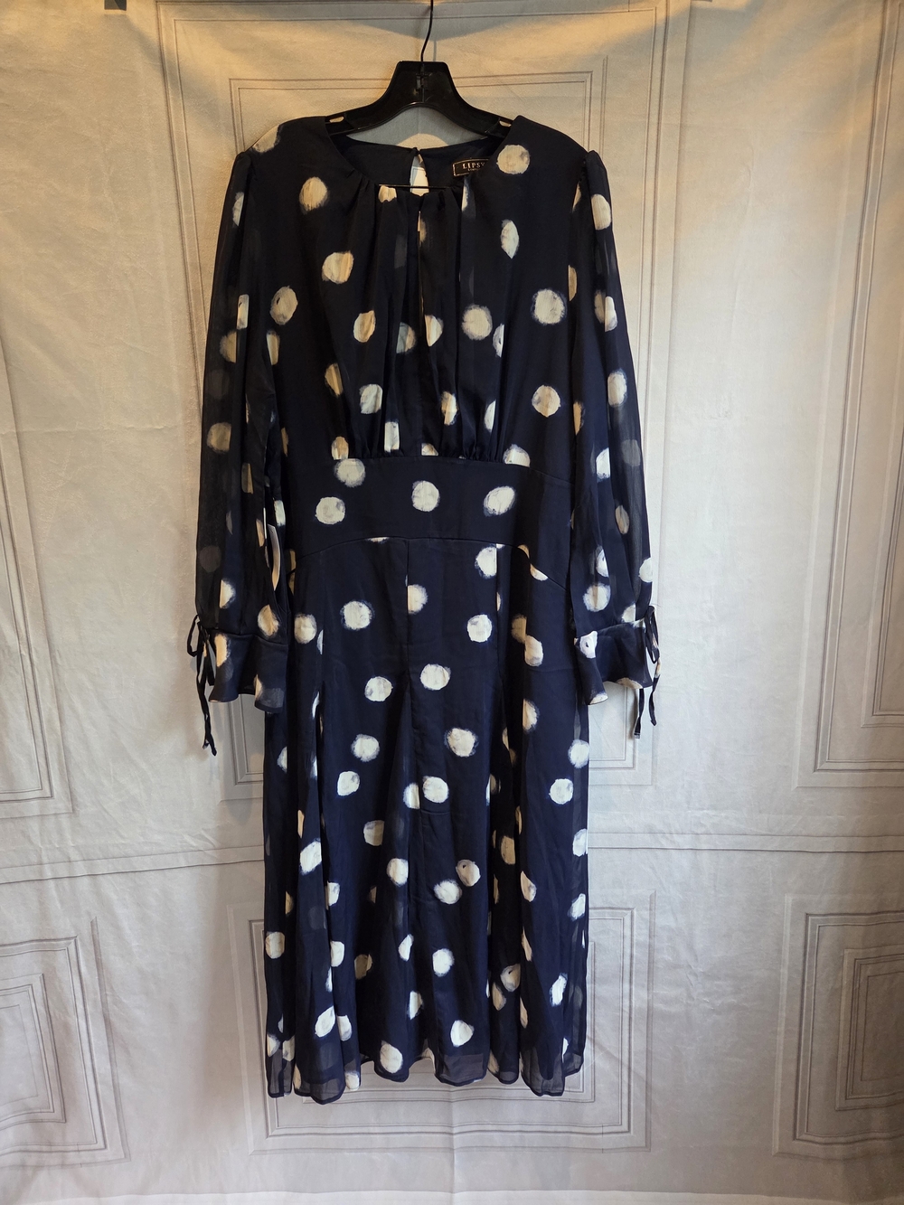 NWT Lipsy London Navy Polka Dot Midi Dress